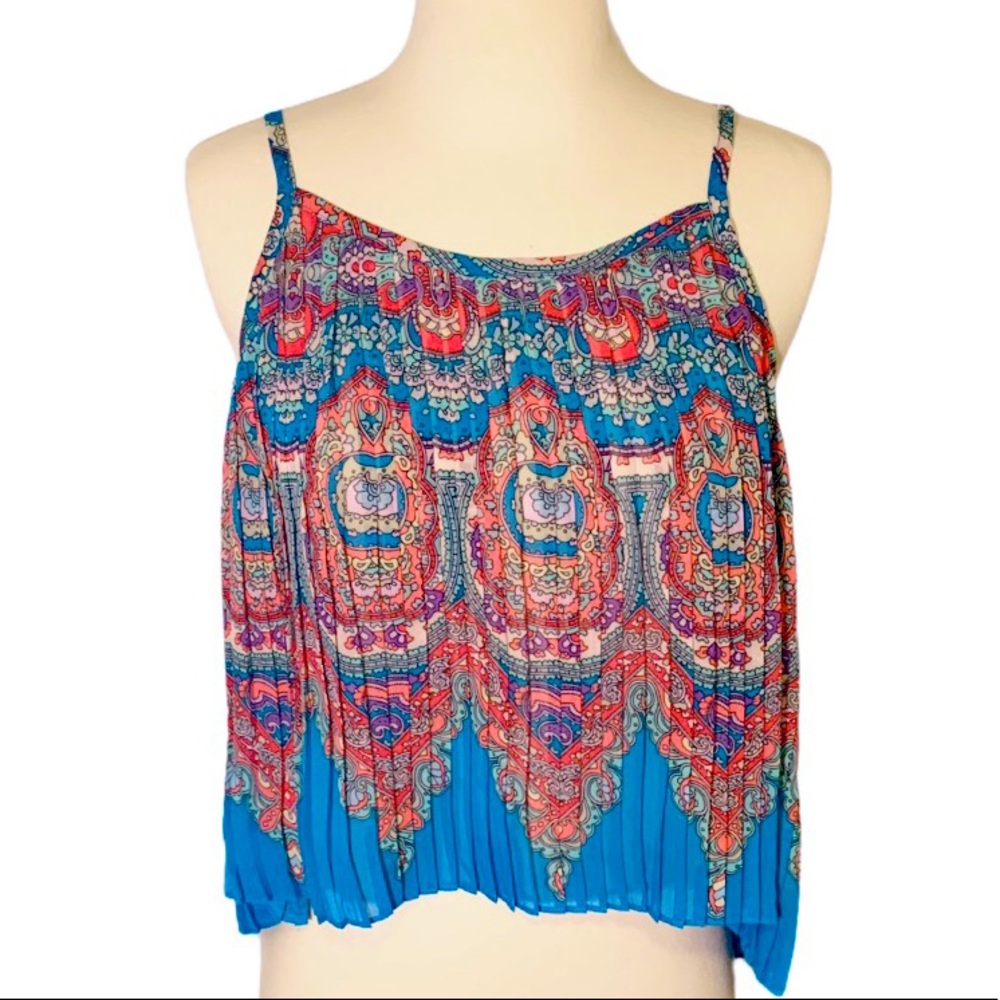 Patrons of Peace Multicolor Accordian Pleated Cropped Cami, M